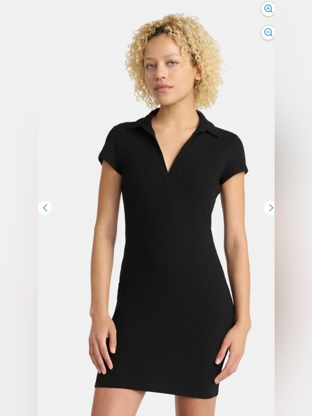 No Boundaries Black Ribbed Polo Mini Dress